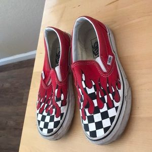 Red Flamed checkered Vans